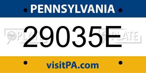 29035E Pennsylvania License Plate