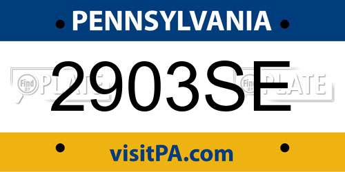 2903SE Pennsylvania License Plate