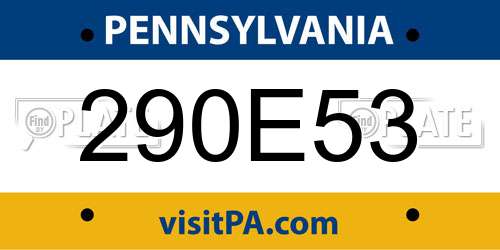 290E53 Pennsylvania License Plate