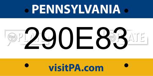 290E83 Pennsylvania License Plate