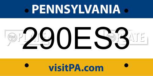 290ES3 Pennsylvania License Plate