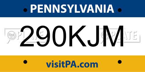 290KJM Pennsylvania License Plate