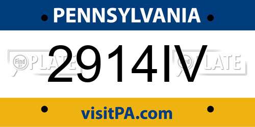 2914IV Pennsylvania License Plate