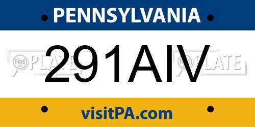 291AIV Pennsylvania License Plate