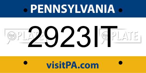 2923IT Pennsylvania License Plate