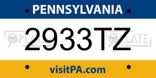 2933TZ Pennsylvania License Plate