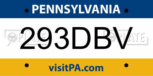293DBV Pennsylvania License Plate