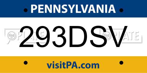 293DSV Pennsylvania License Plate