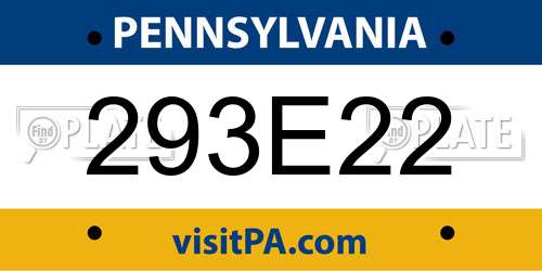 293E22 Pennsylvania License Plate