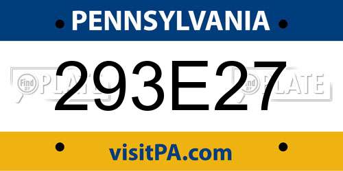293E27 Pennsylvania License Plate