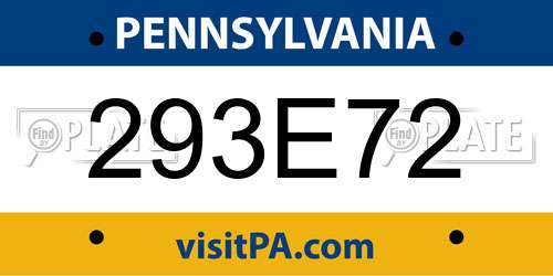293E72 Pennsylvania License Plate