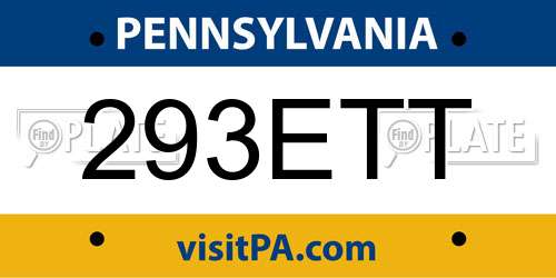 293ETT Pennsylvania License Plate