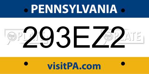 293EZ2 Pennsylvania License Plate