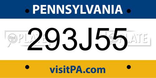 293J55 Pennsylvania License Plate