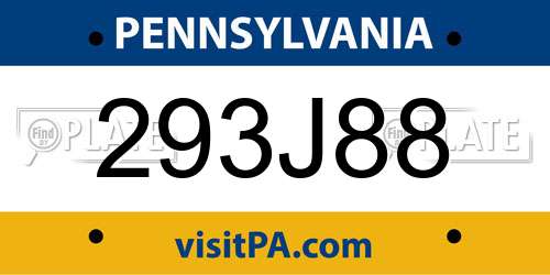 293J88 Pennsylvania License Plate