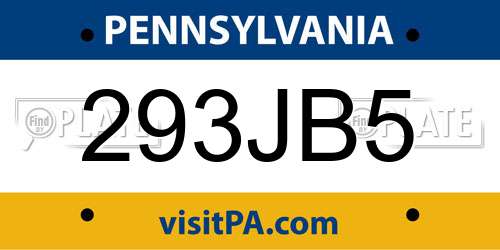 293JB5 Pennsylvania License Plate