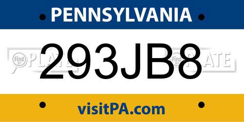293JB8 Pennsylvania License Plate