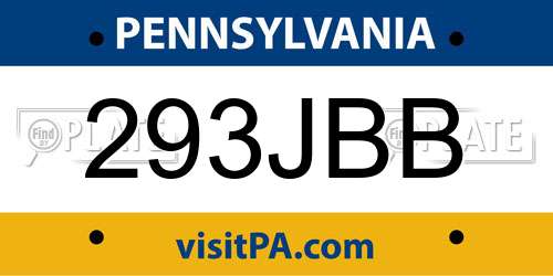 293JBB Pennsylvania License Plate