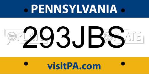 293JBS Pennsylvania License Plate