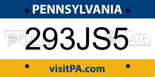 293JS5 Pennsylvania License Plate