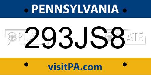 293JS8 Pennsylvania License Plate