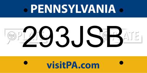293JSB Pennsylvania License Plate