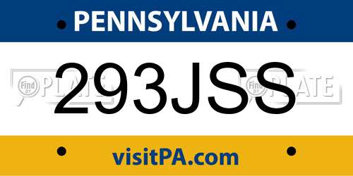 293JSS Pennsylvania License Plate