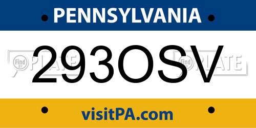 293OSV Pennsylvania License Plate