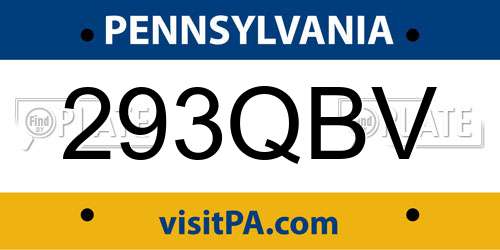 293QBV Pennsylvania License Plate