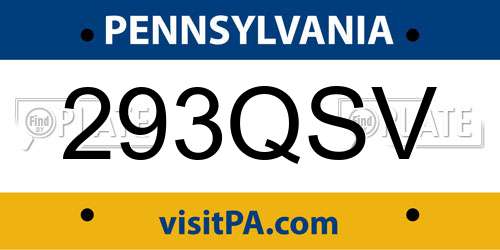 293QSV Pennsylvania License Plate