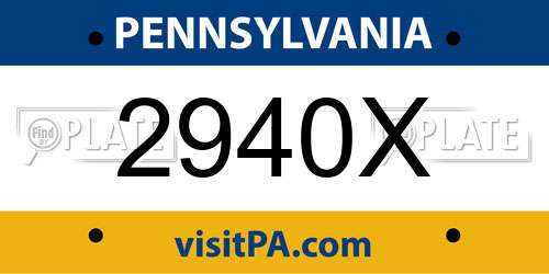 2940X Pennsylvania License Plate