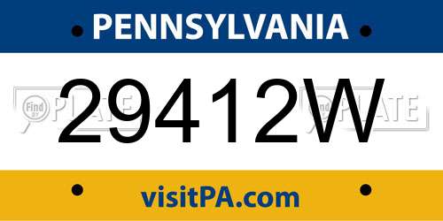 29412W Pennsylvania License Plate