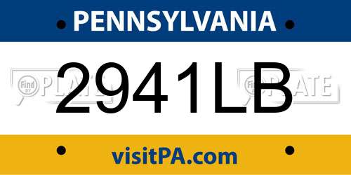 2941LB Pennsylvania License Plate