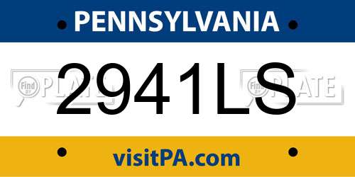 2941LS Pennsylvania License Plate