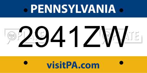 2941ZW Pennsylvania License Plate