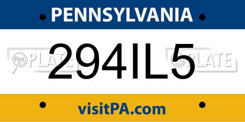 294IL5 Pennsylvania License Plate