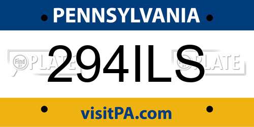 294ILS Pennsylvania License Plate