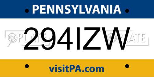 294IZW Pennsylvania License Plate