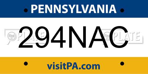 294NAC Pennsylvania License Plate