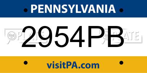 2954PB Pennsylvania License Plate