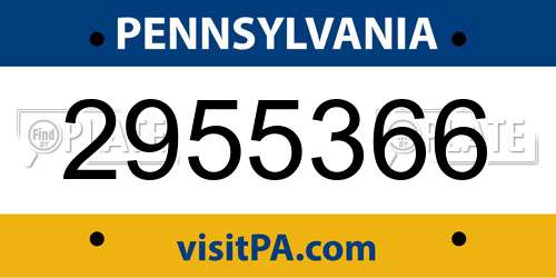 2955366 Pennsylvania License Plate