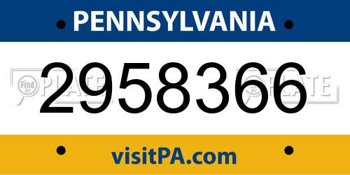 2958366 Pennsylvania License Plate