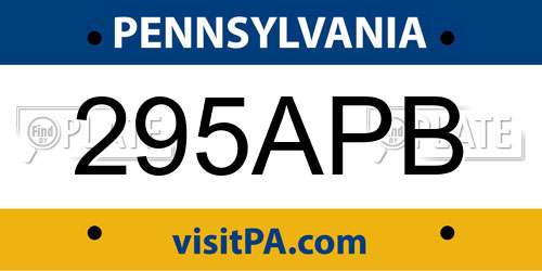 295APB Pennsylvania License Plate