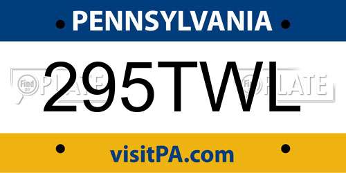 295TWL Pennsylvania License Plate