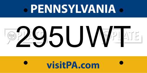 295UWT Pennsylvania License Plate