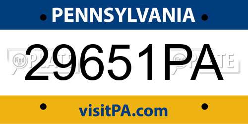 29651PA Pennsylvania License Plate