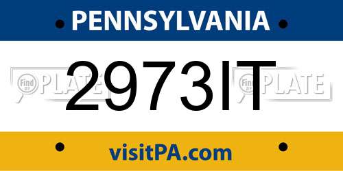 2973IT Pennsylvania License Plate