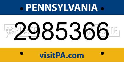2985366 Pennsylvania License Plate