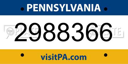 2988366 Pennsylvania License Plate