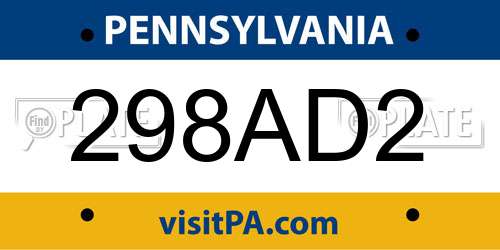 298AD2 Pennsylvania License Plate